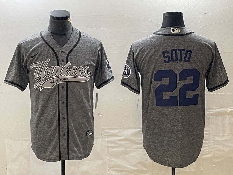 Men New York Yankees 22 Soto Grey Nike Game MLB Jersey style 1
